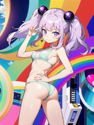 虹と紫髪ちゃん