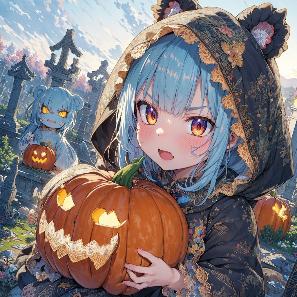 月とくまさん、ハロウィン残り🎃