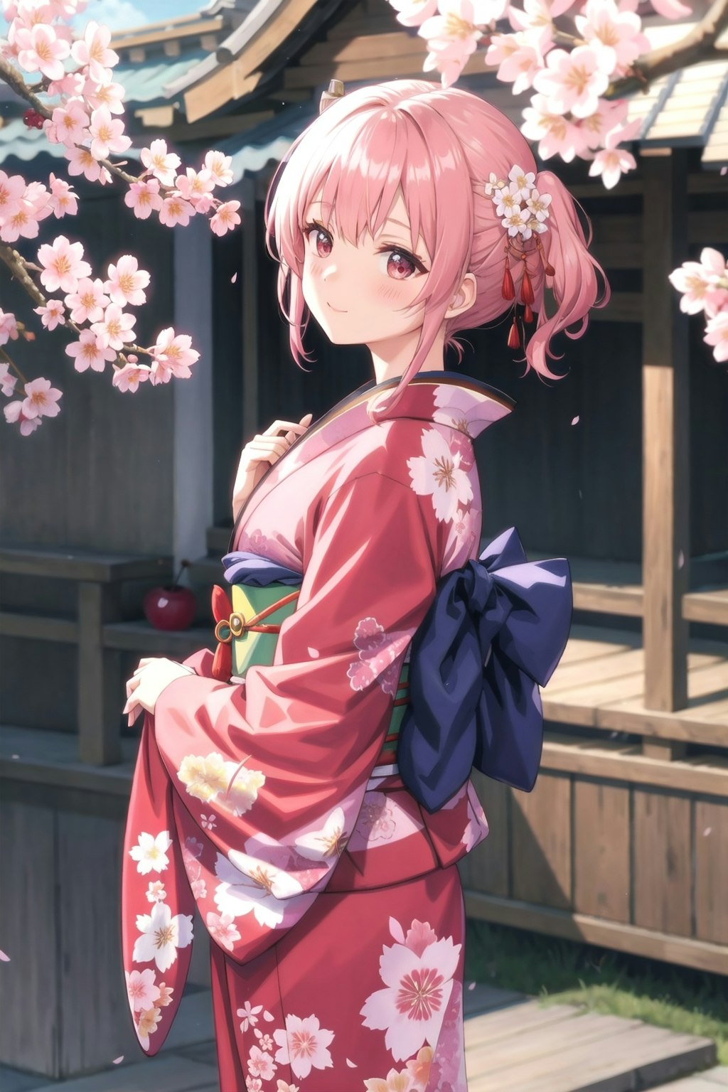 桜と着物