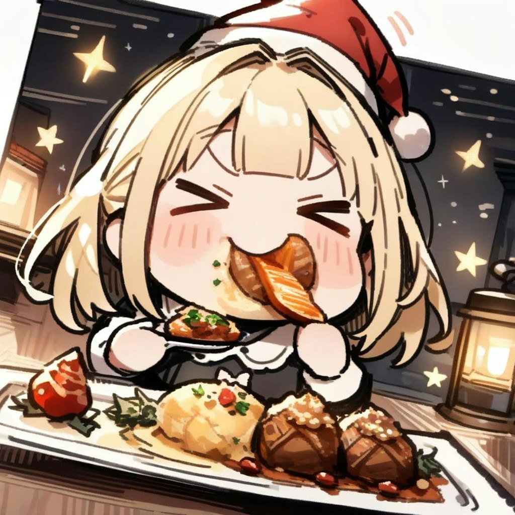 🎄クリスマスディナーに備えてクリスマスディナーで予行演習しちゃう系メイドちゃん🎄