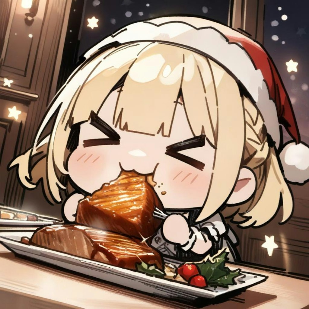 🎄クリスマスディナーに備えてクリスマスディナーで予行演習しちゃう系メイドちゃん🎄