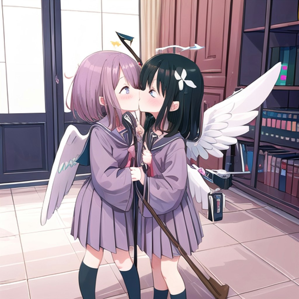 天使学校の百合キス