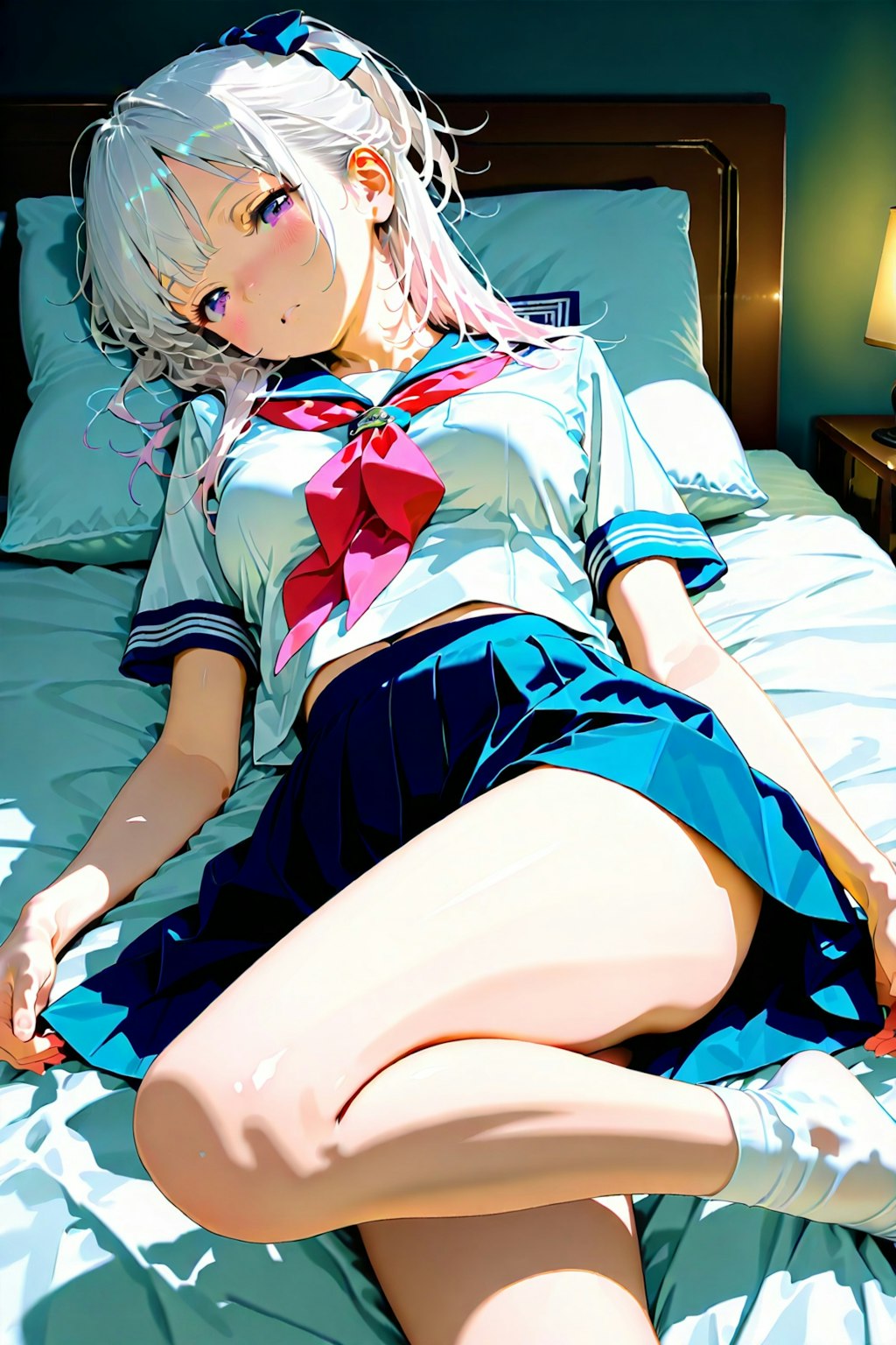 951HQ)銀髪ちゃんセーラー服 | ちちぷいAIイラスト