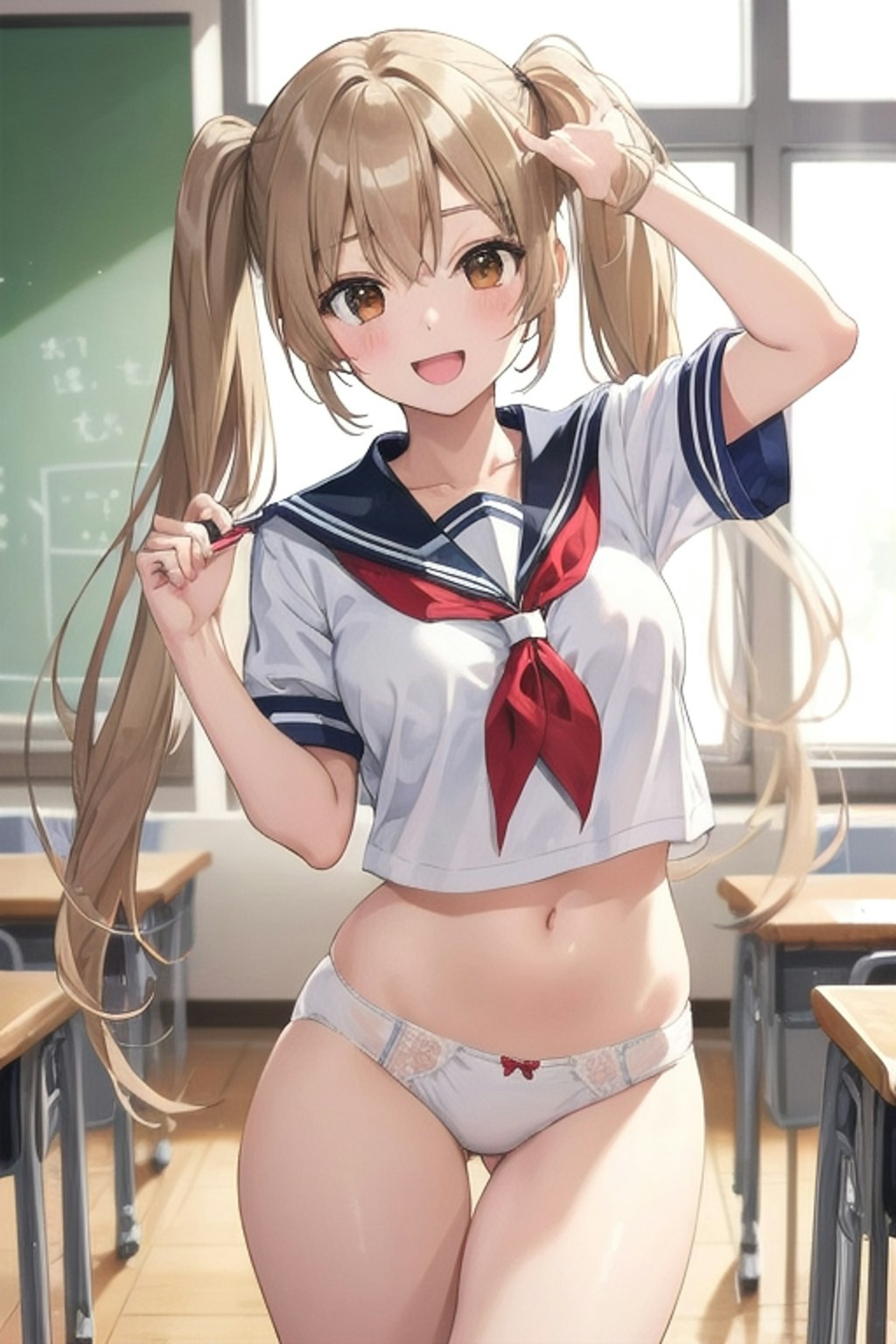 Serafuku twintails girl