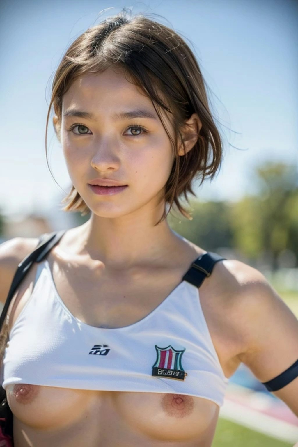 スポーツ女子の乳首チラ