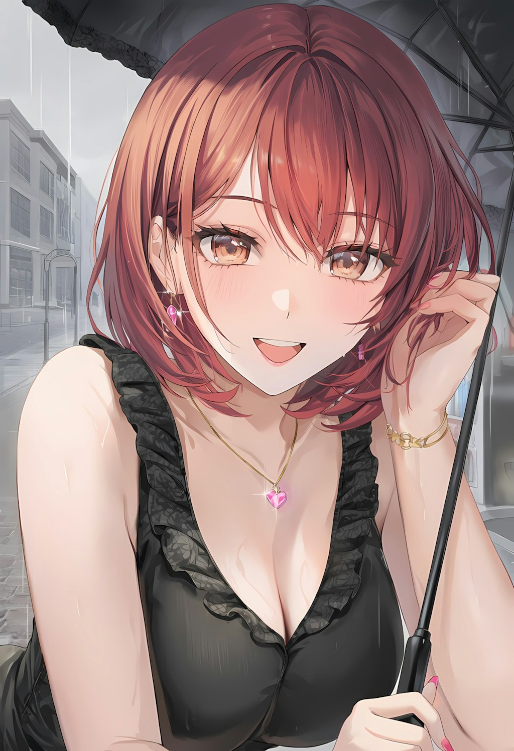 ノノカちゃんの雨の日通勤：Oggi風ブラックワンピ