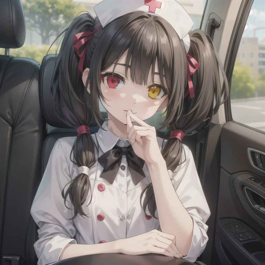 黒髪ツインテで車内の少女２