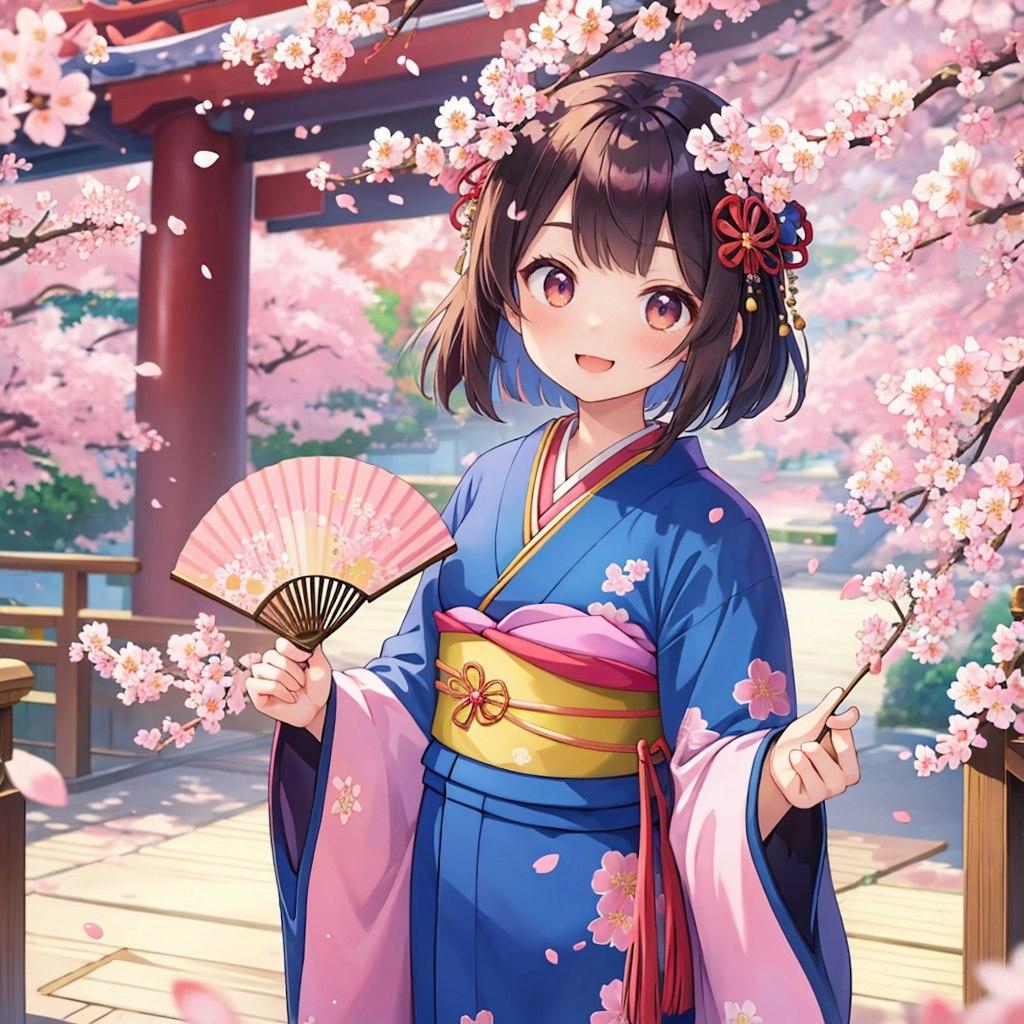 桜に和服は良く似合う。