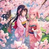 桜に和服は良く似合う。