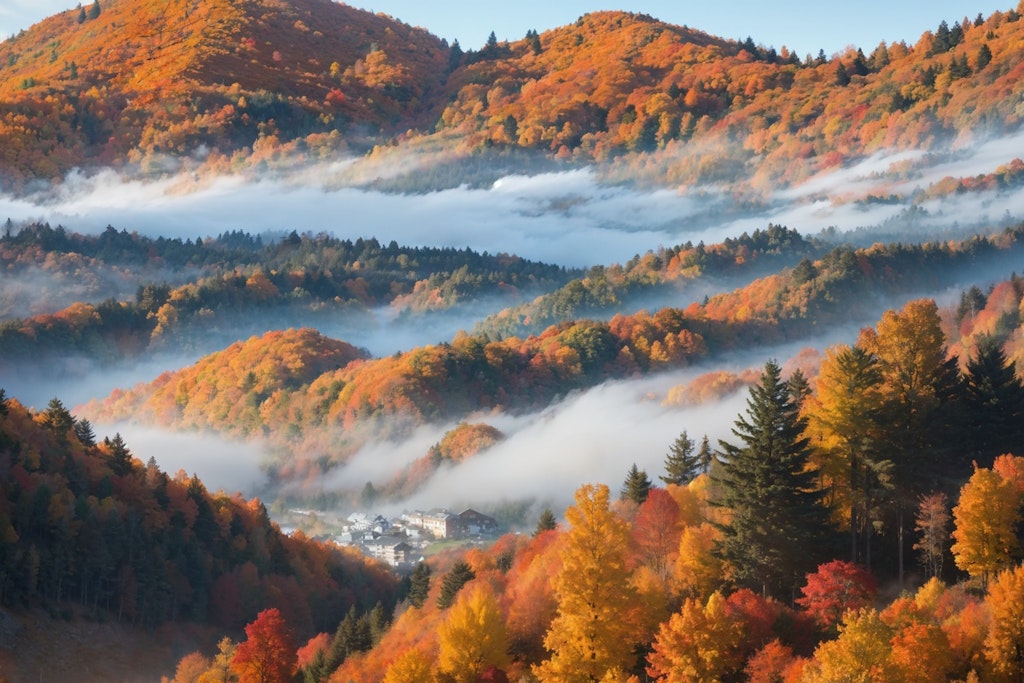 紅葉と雲海