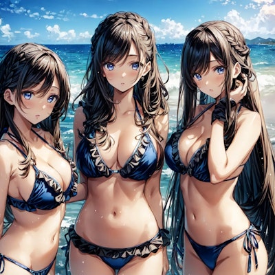 海辺のビキニ三姉妹