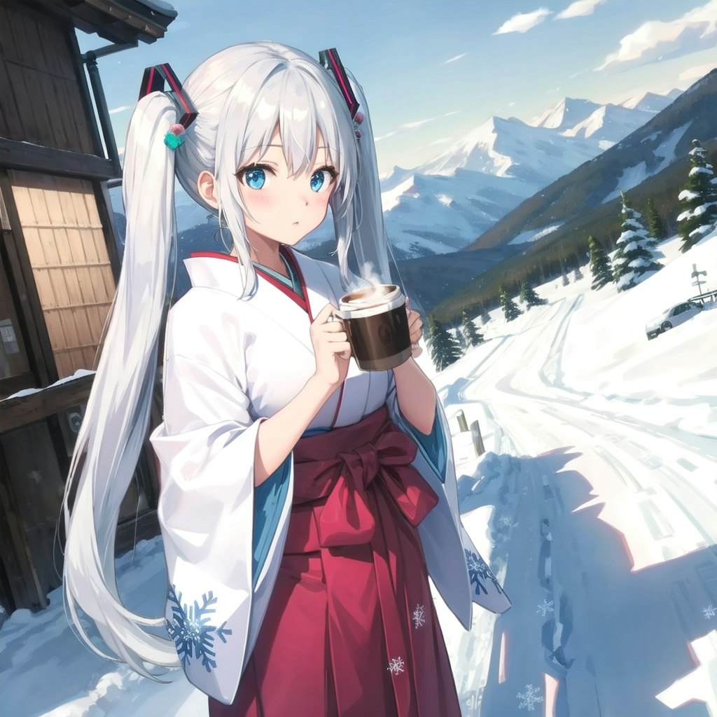 ❄️雪女の巫女さんアルバイト⛩️コーヒータイム🍵