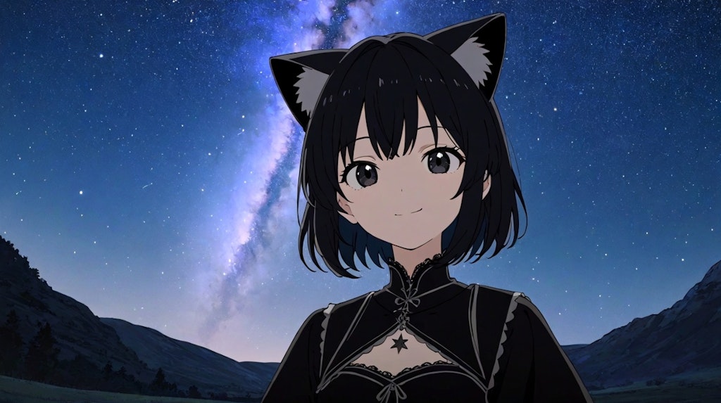 夜の星と黒い猫2