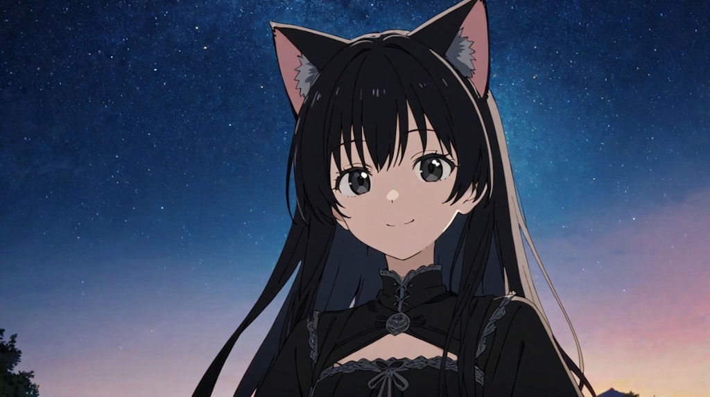 夜の星と黒い猫2