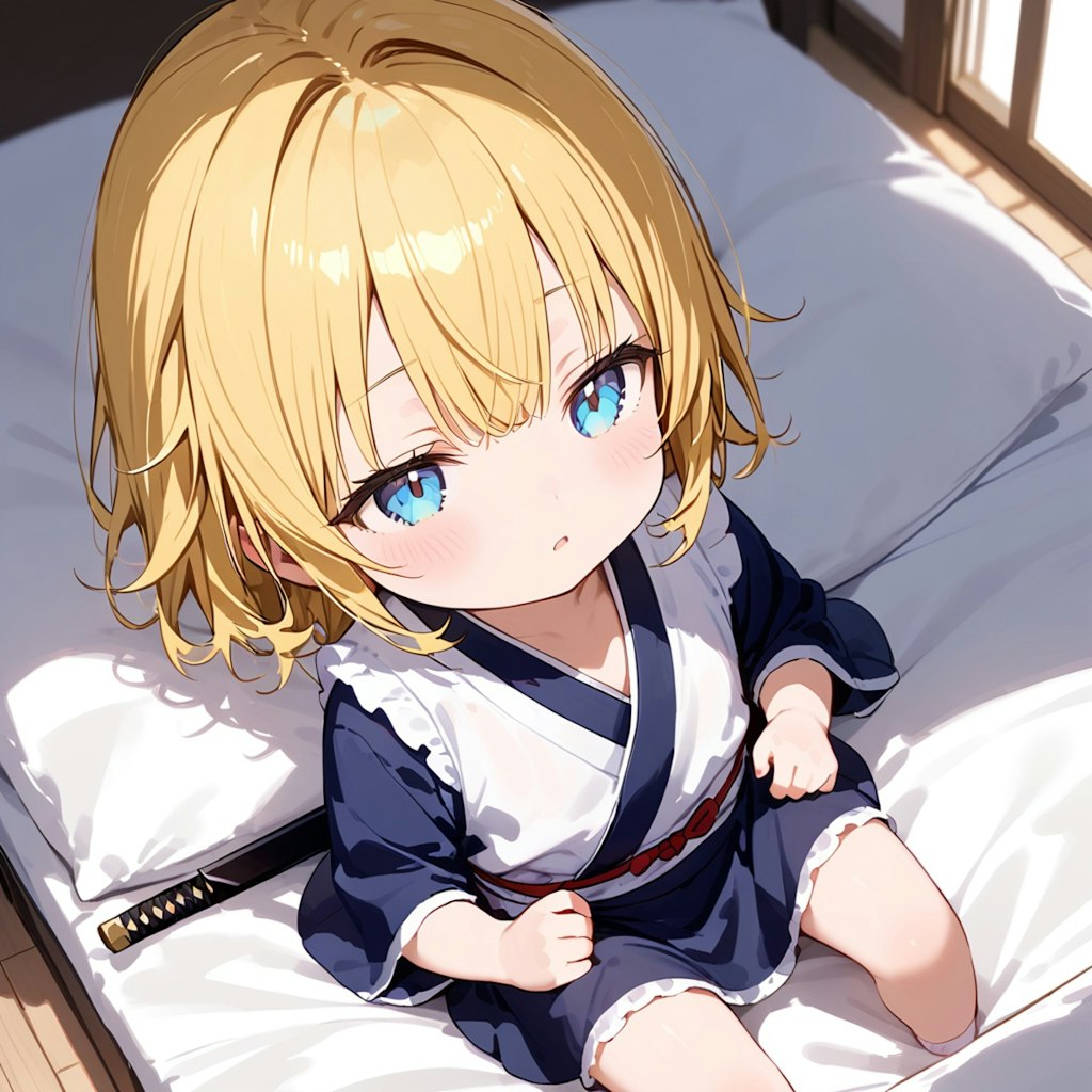ちび侍はまだ眠い…。