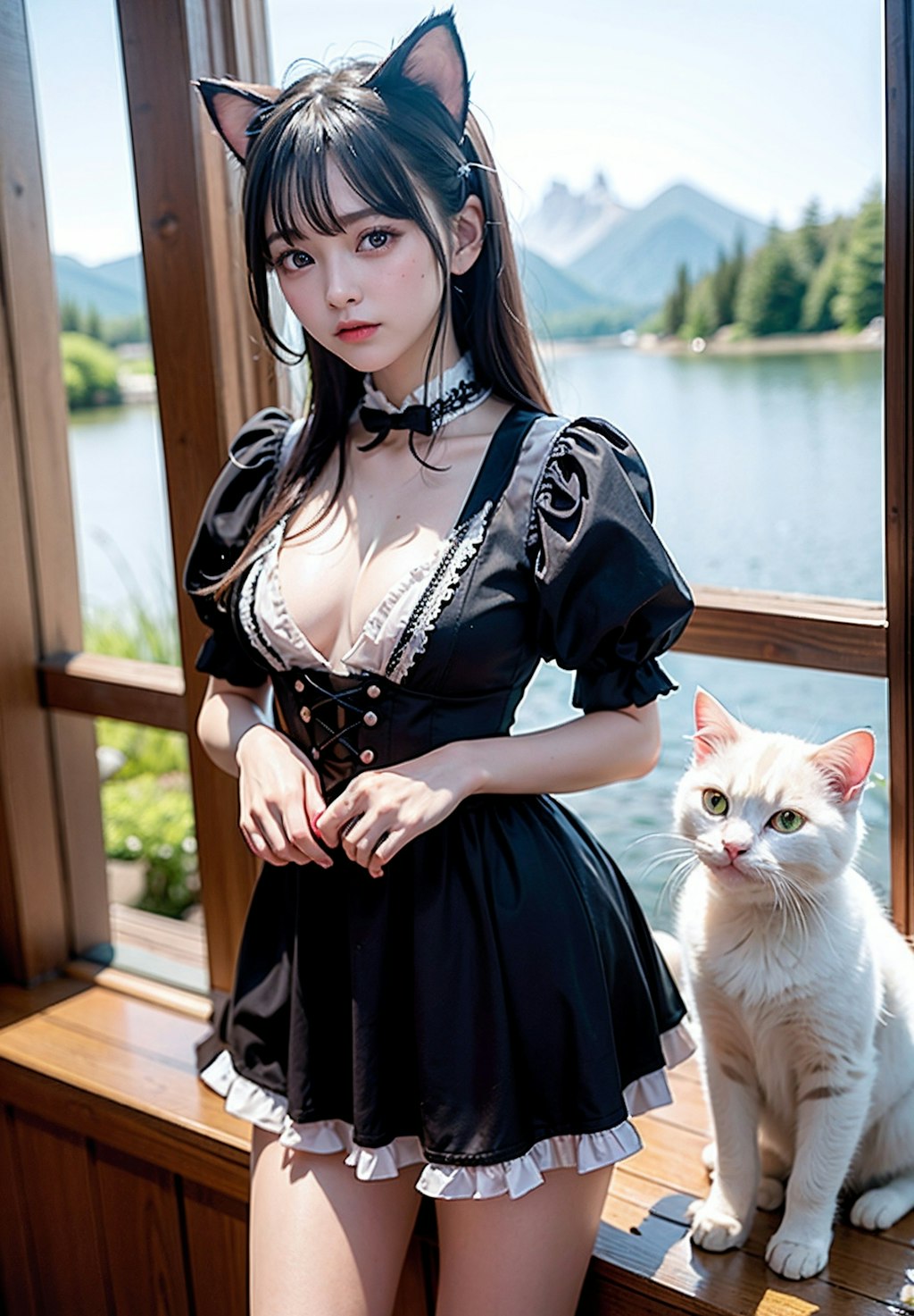 猫耳メイドと猫