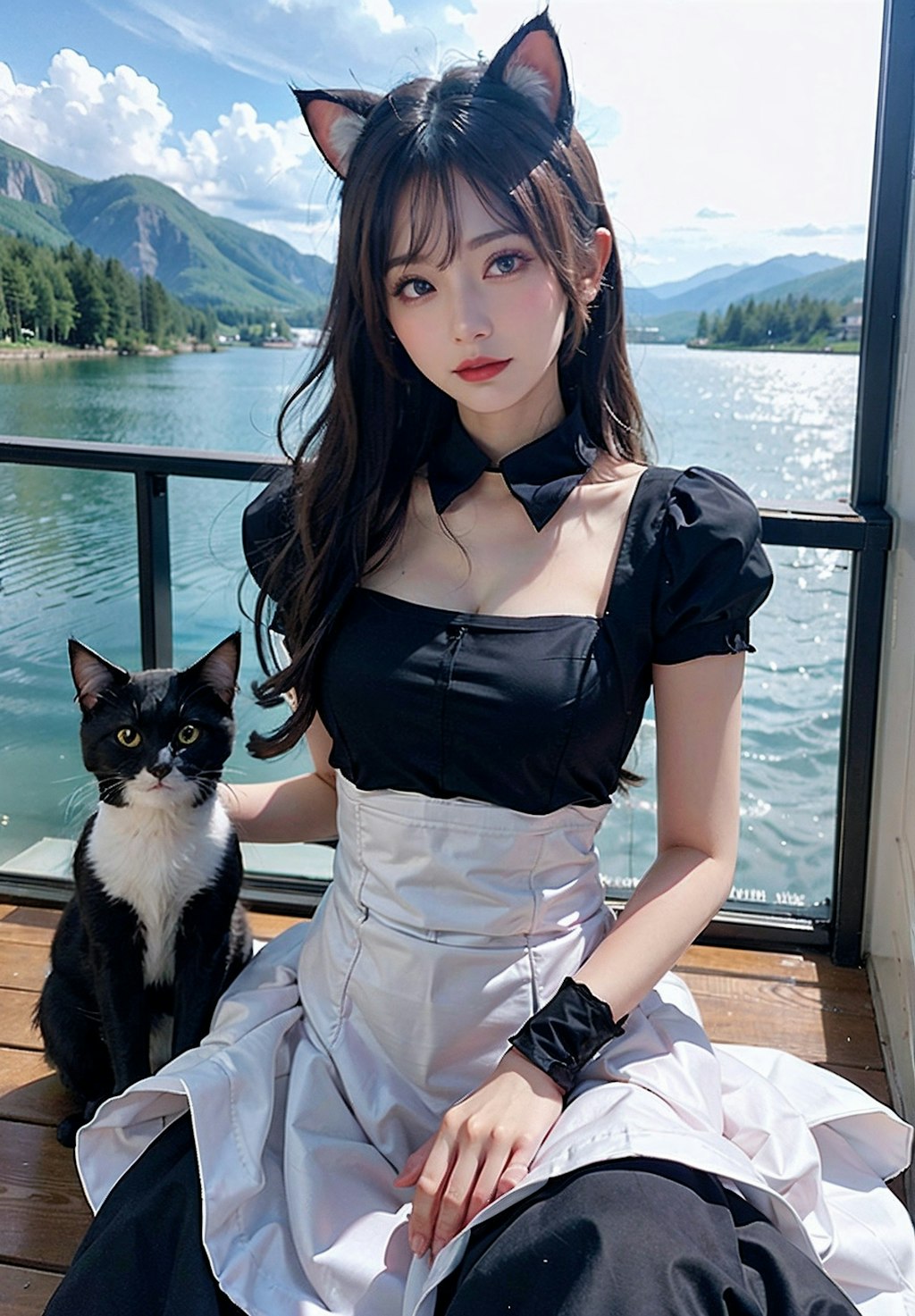 猫耳メイドと猫