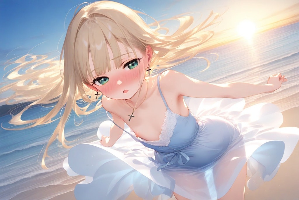 青いドレスの少女 07/09