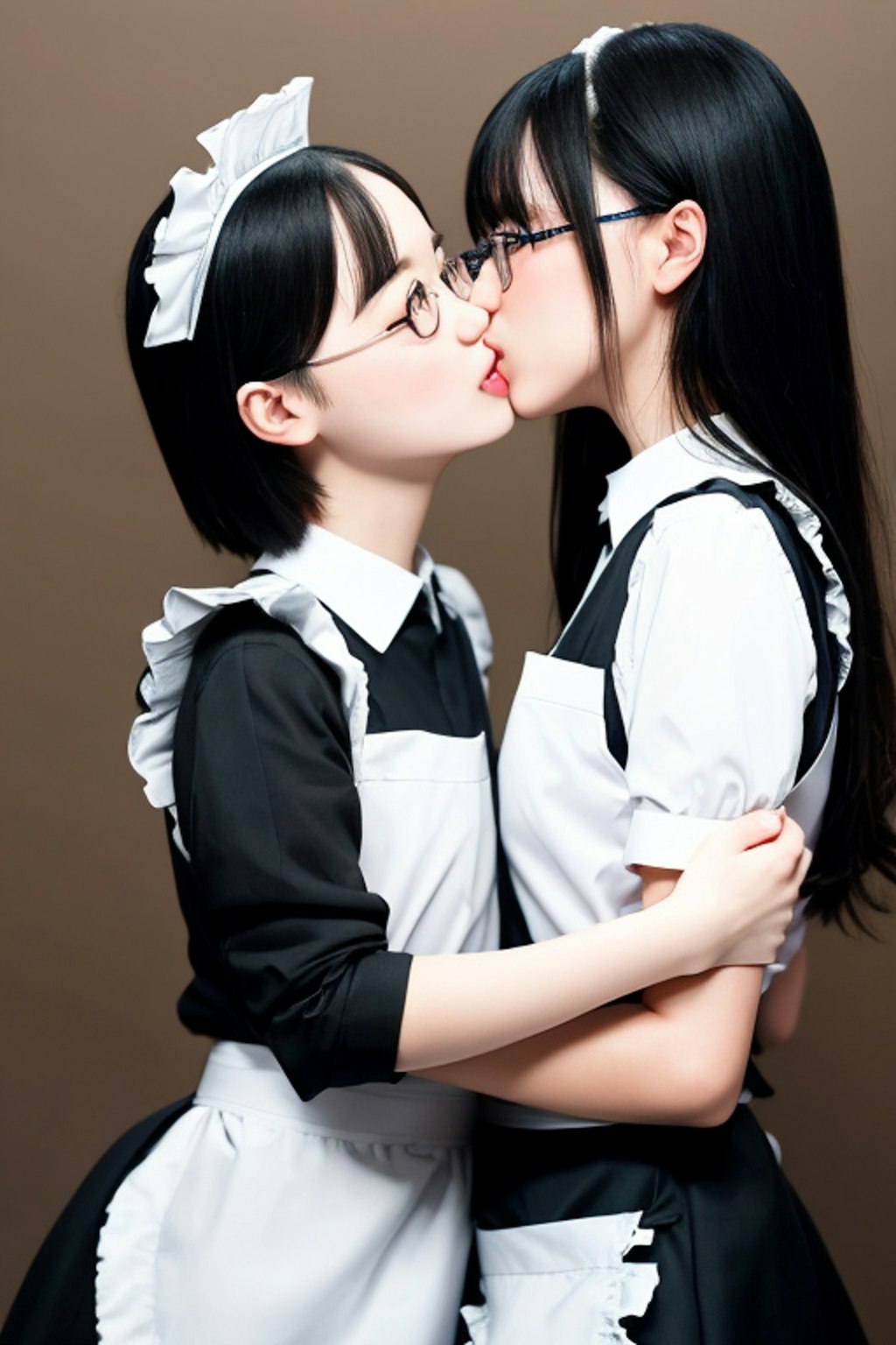 接吻。メイドさんと百合