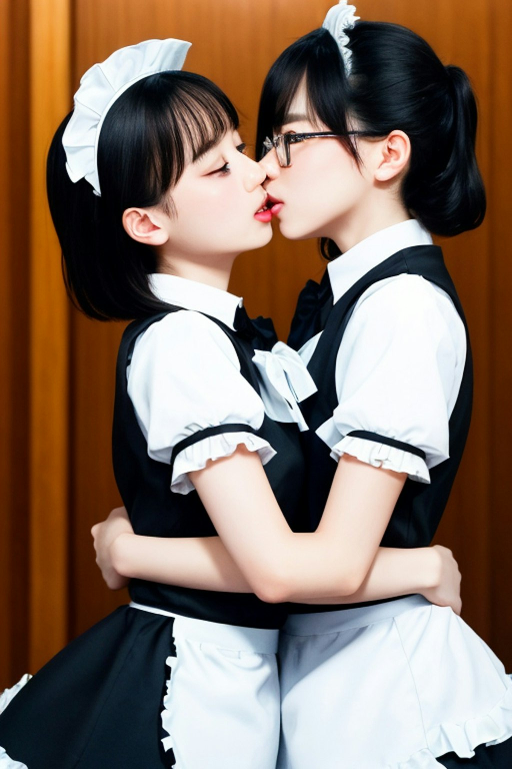 接吻。メイドさんと百合