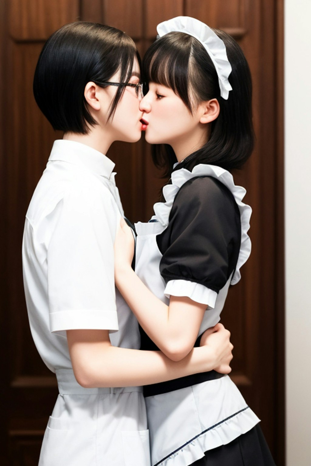 接吻。メイドさんと百合