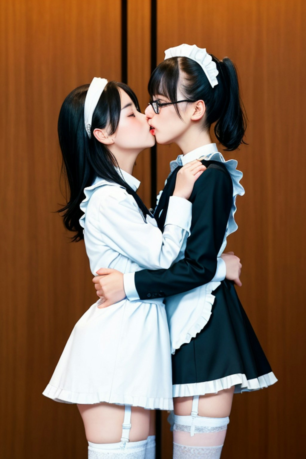 接吻。メイドさんと百合