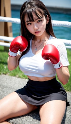 ボクシング白赤スカート1456-