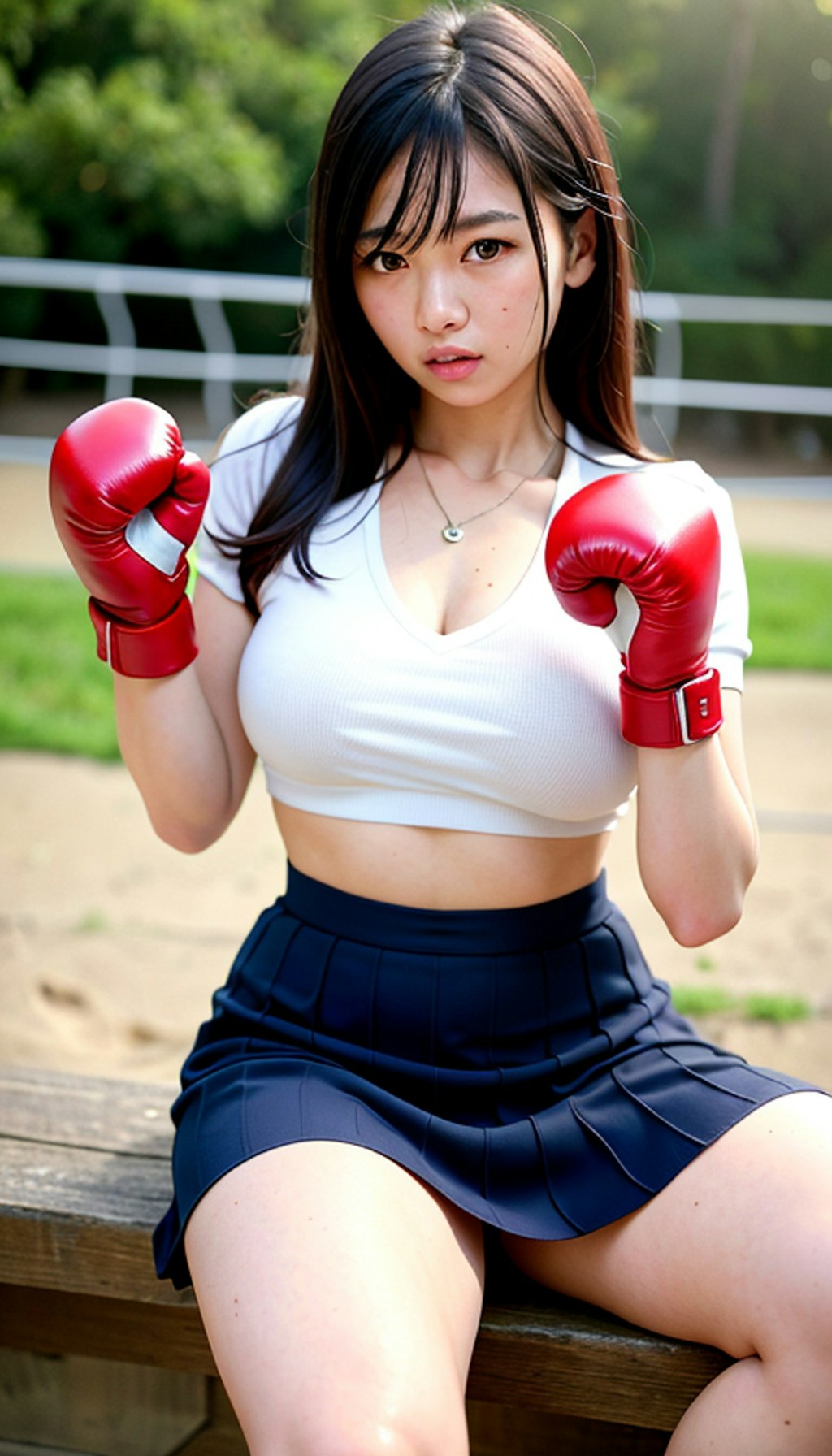 ボクシング白赤スカート1456-