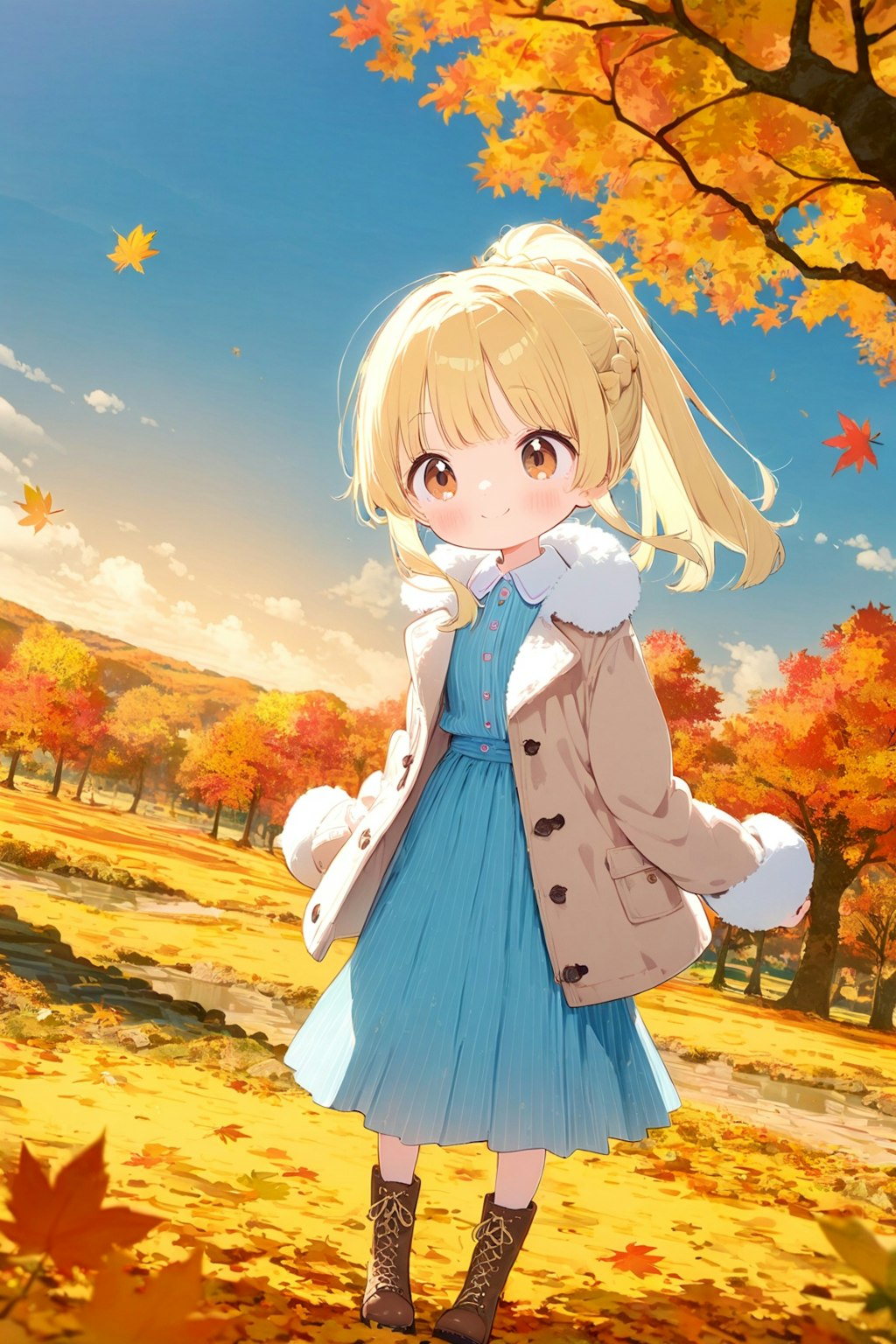 紅葉の中を駆け抜けはしゃぐうちのお嬢さま