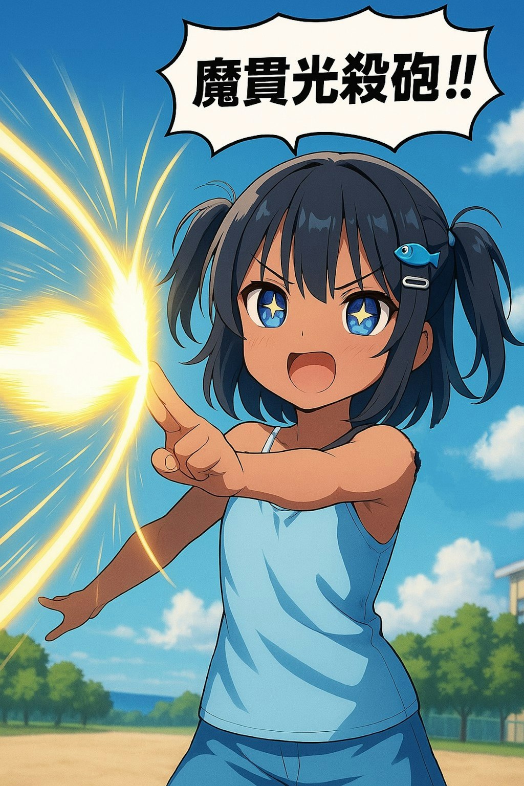 魔貫光殺砲の練習をしているこなつちゃん