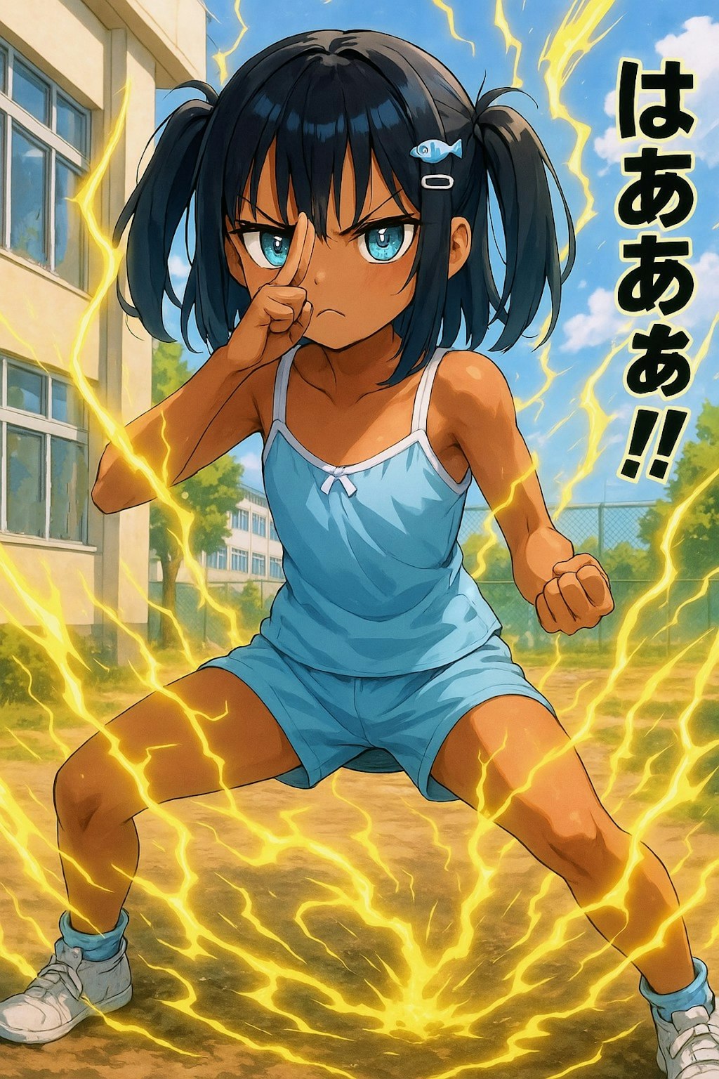 魔貫光殺砲の練習をしているこなつちゃん