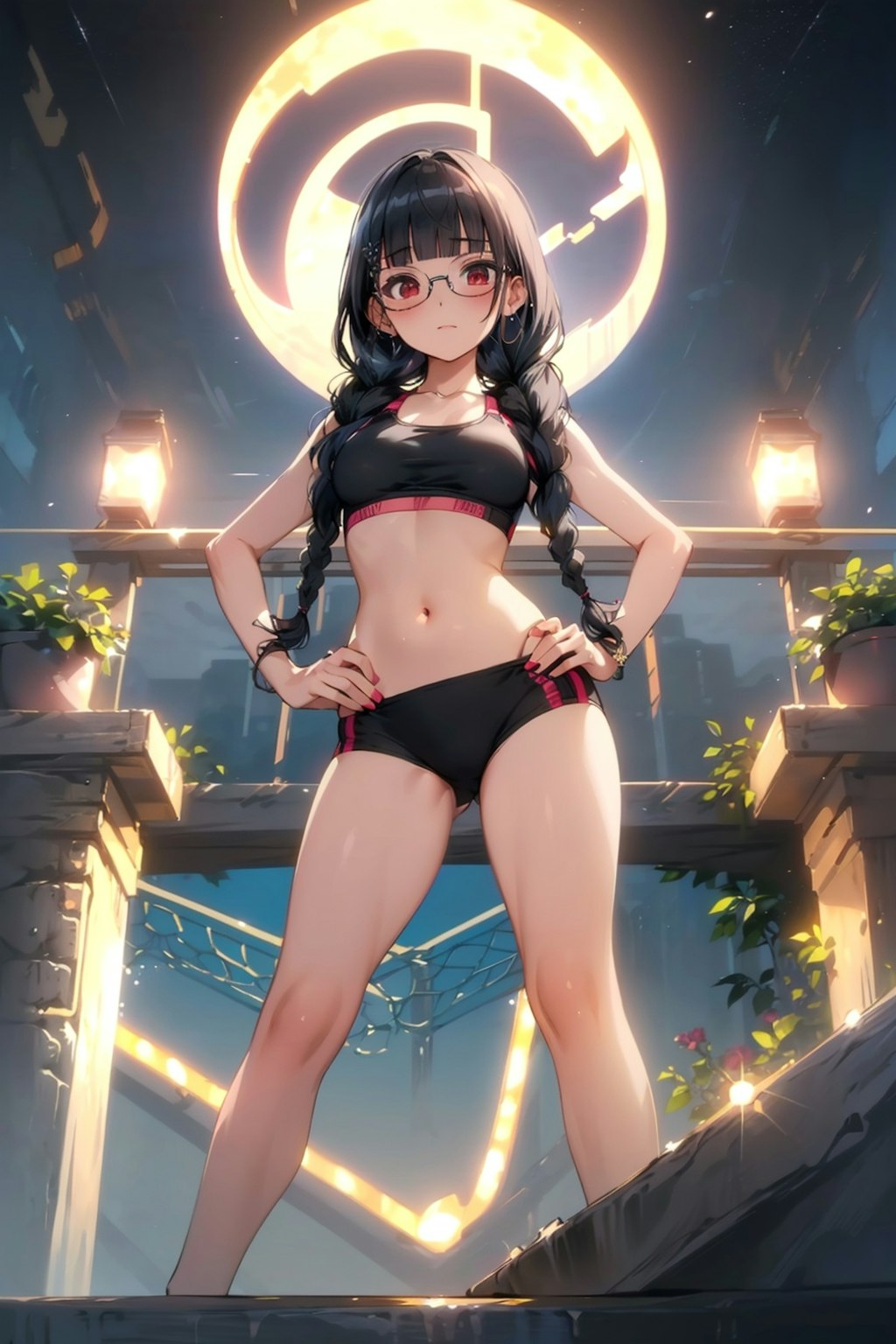 スポーツウェアの眼鏡っ娘