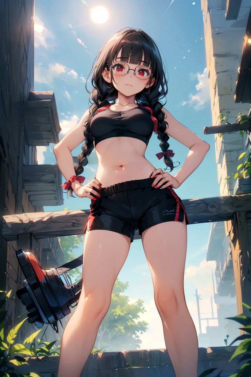 短パンの眼鏡っ娘