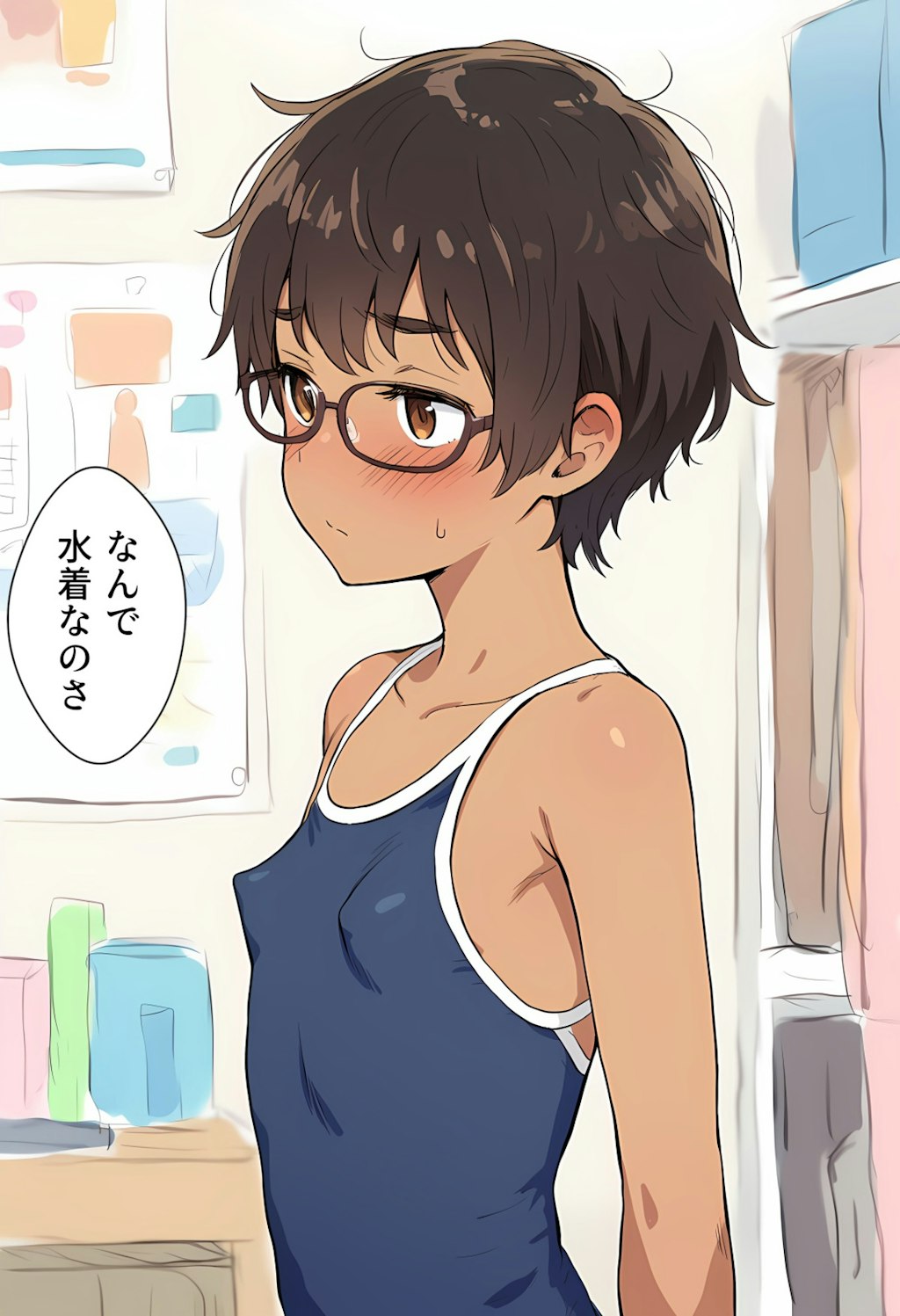 狙ってる同級生くんを呼んだときの衣装に悩むボーイッシュちゃんです