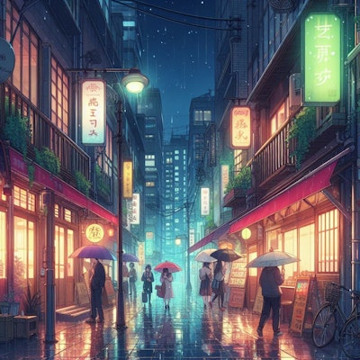 商店街の夜景