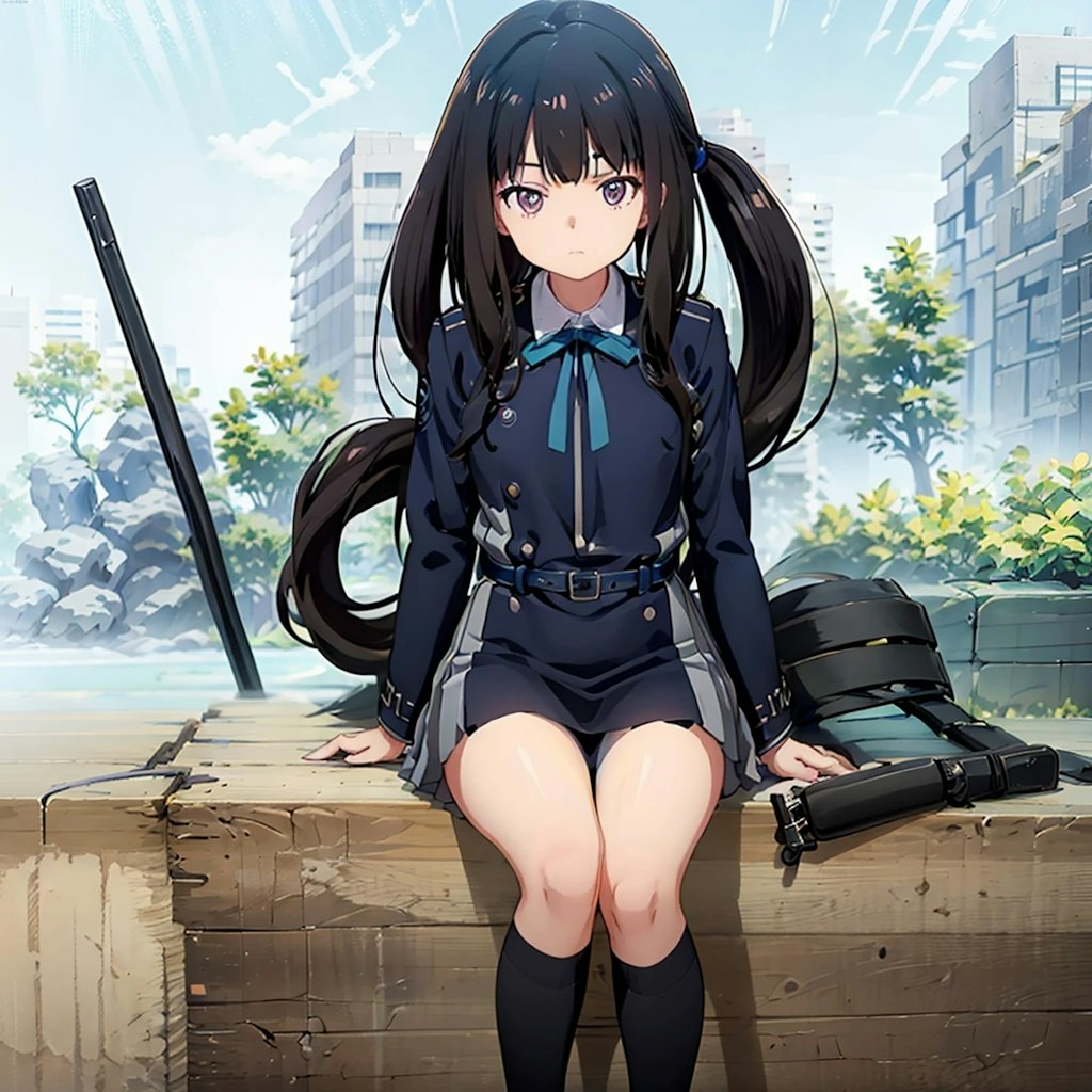 黒髪ロングで学生服の少女