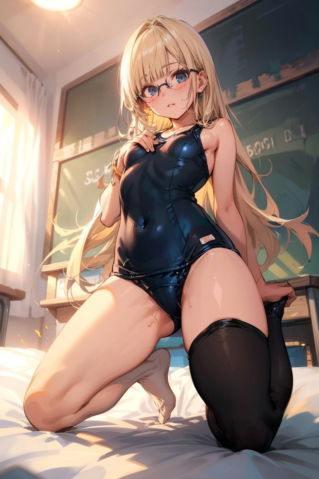 スク水タイツの眼鏡っ娘