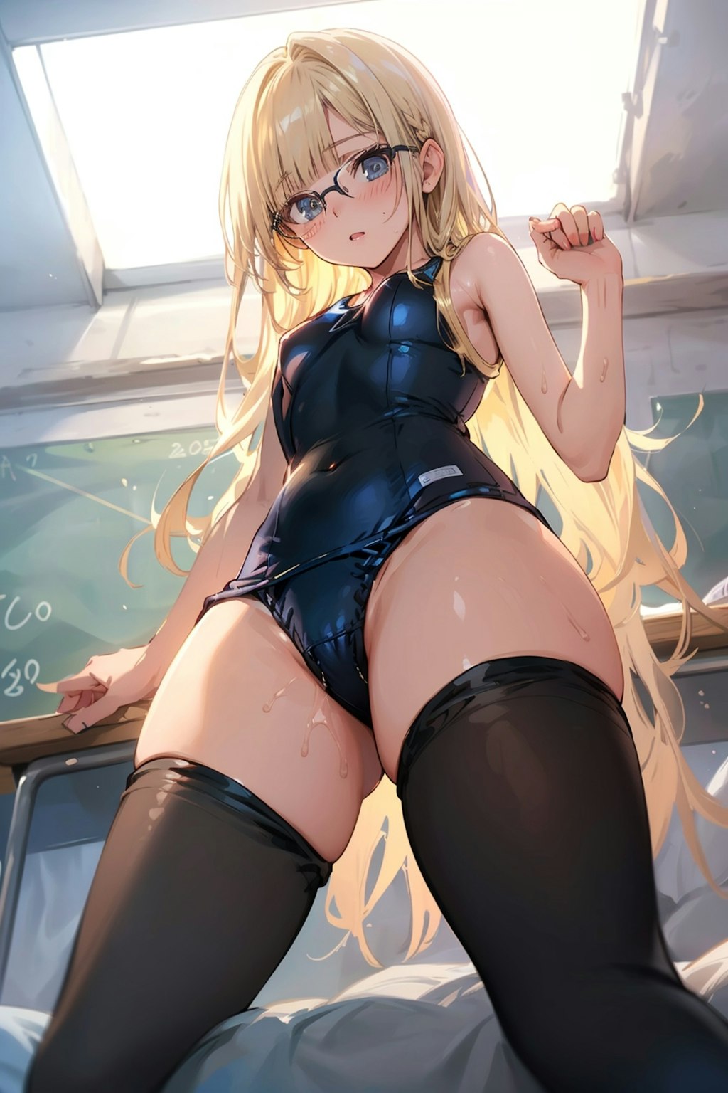 スク水タイツの眼鏡っ娘