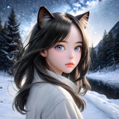 猫耳少女冬の夜