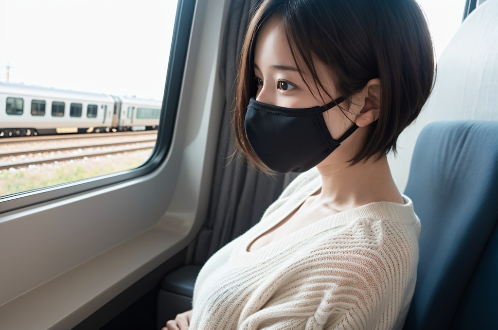 マスクをしている女性