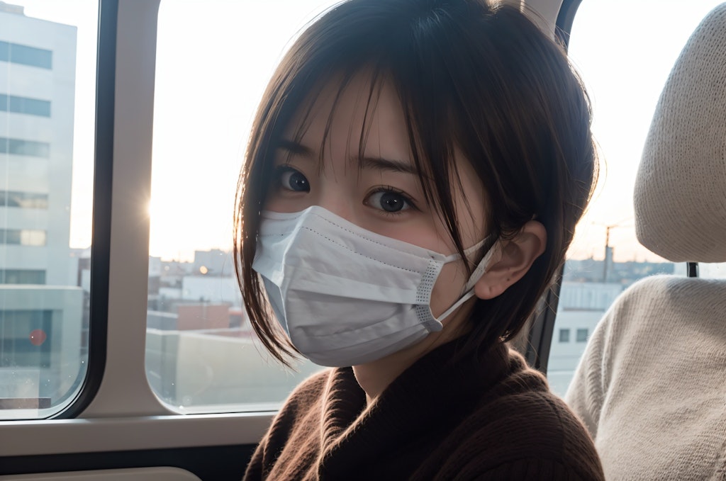 マスクをしている女性