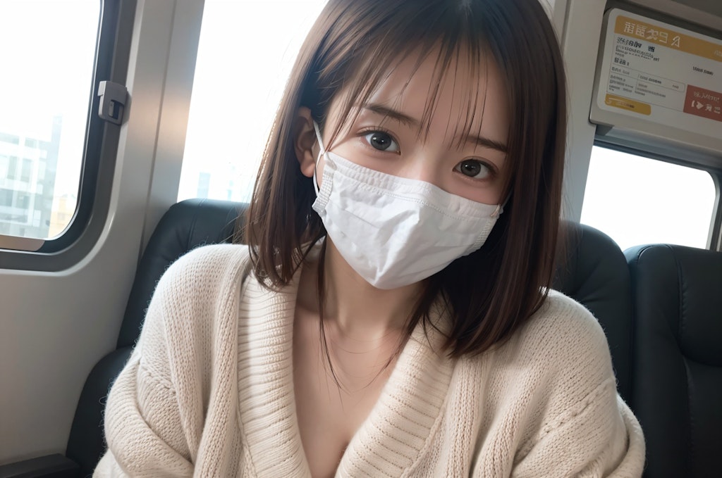 マスクをしている女性