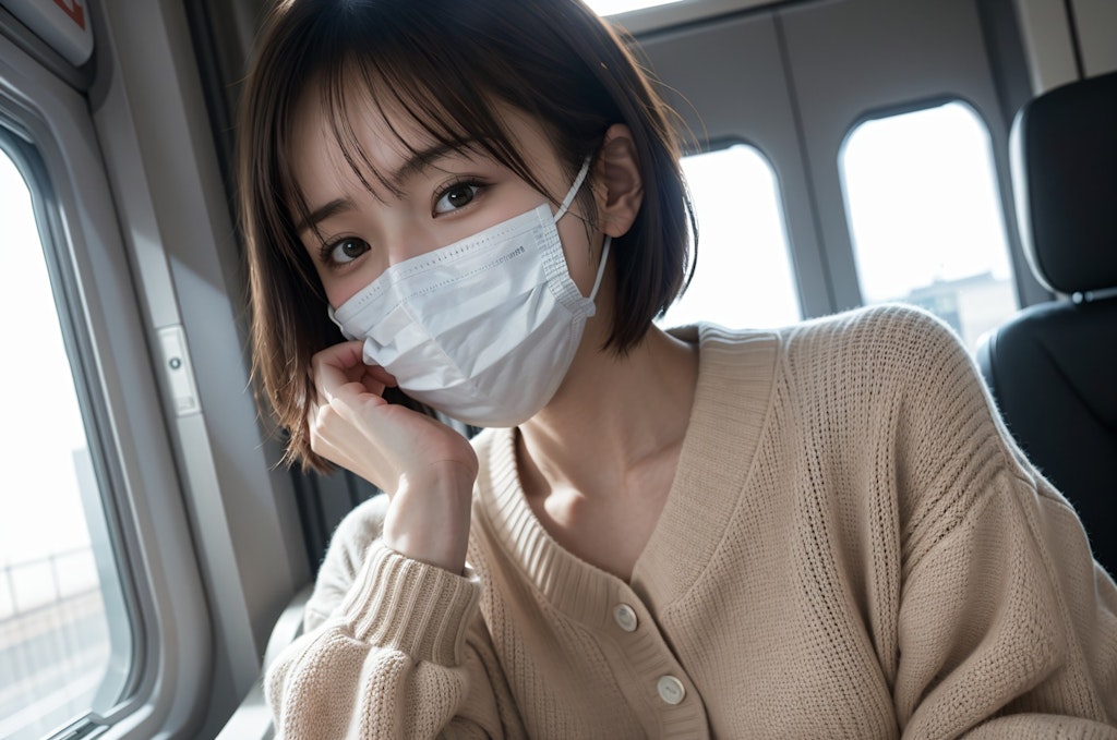 マスクをしている女性