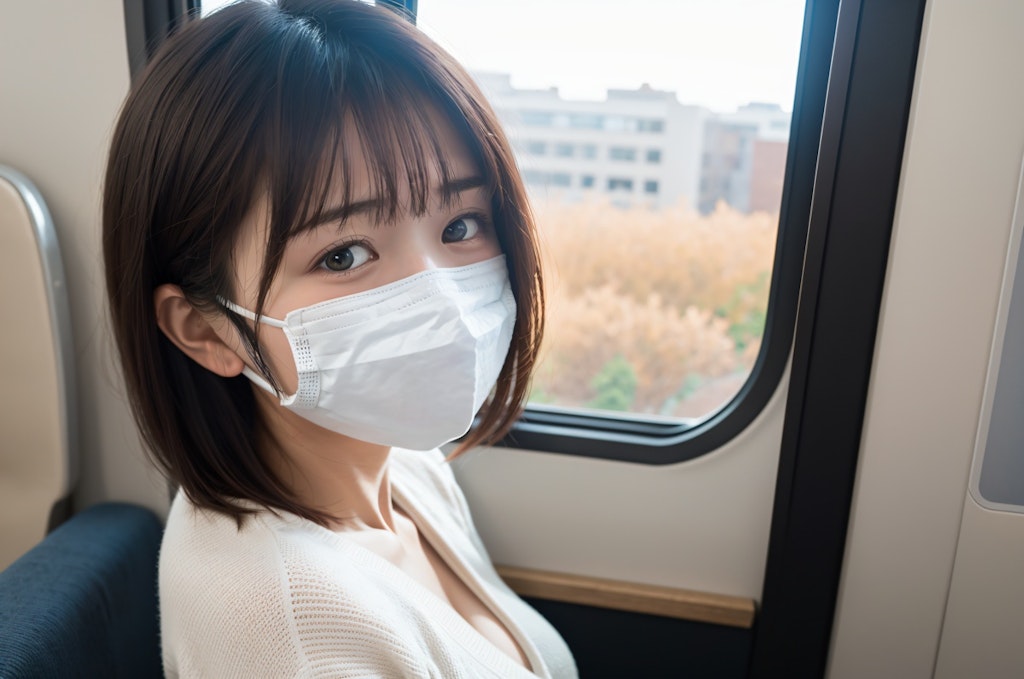 マスクをしている女性