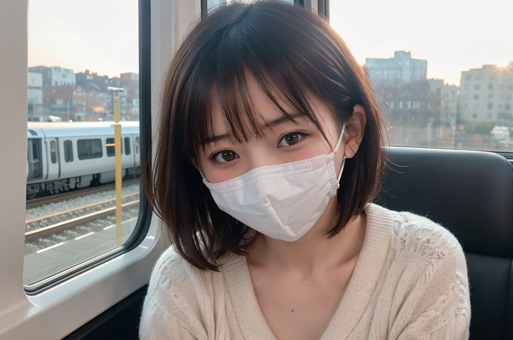 マスクをしている女性