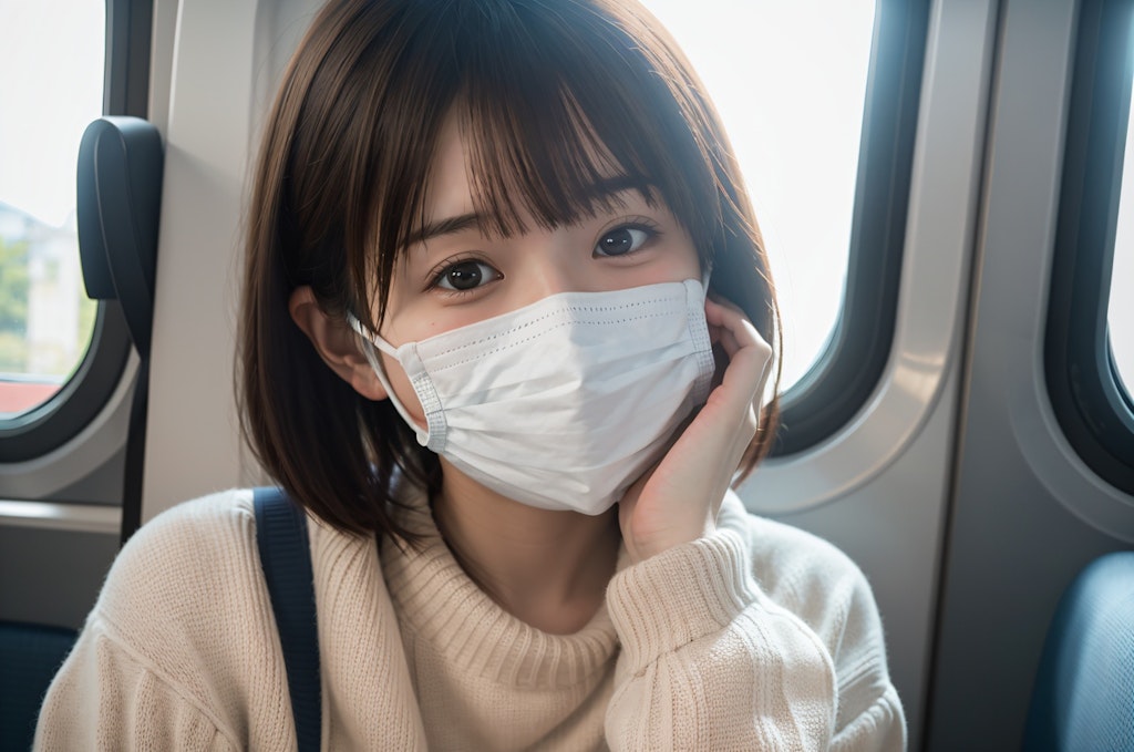 マスクをしている女性
