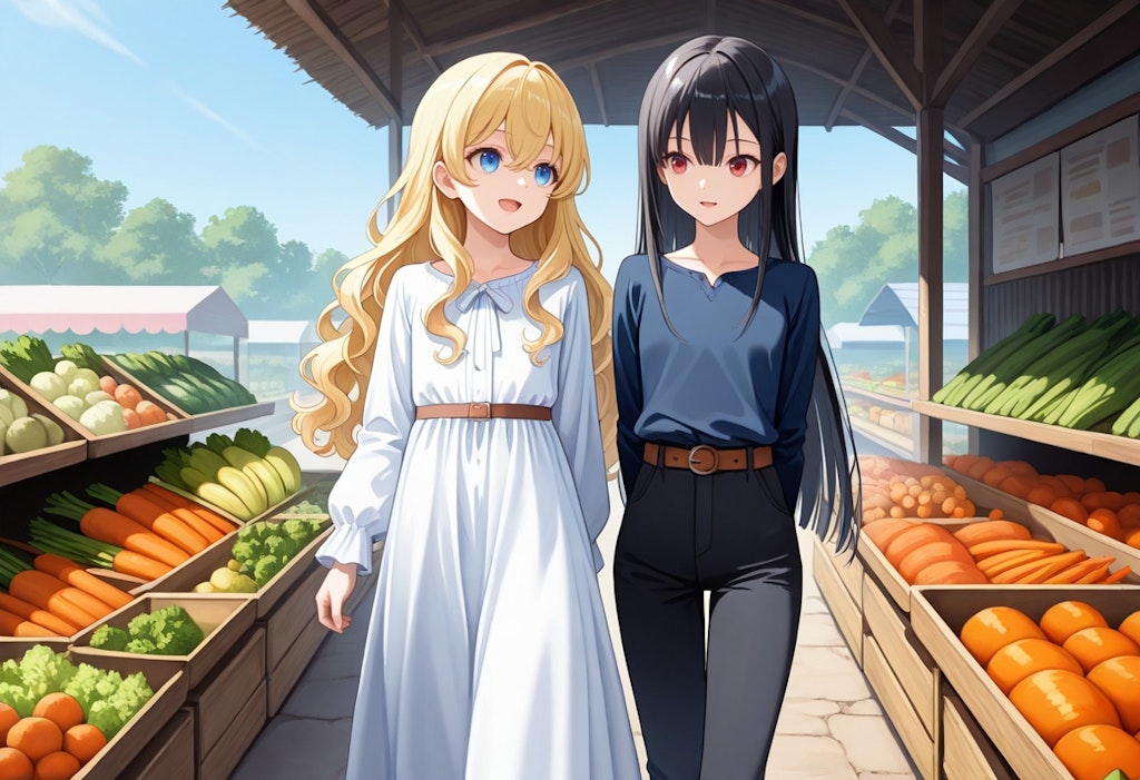ちちぷいちゃんとししょちゃんの野菜市場巡り