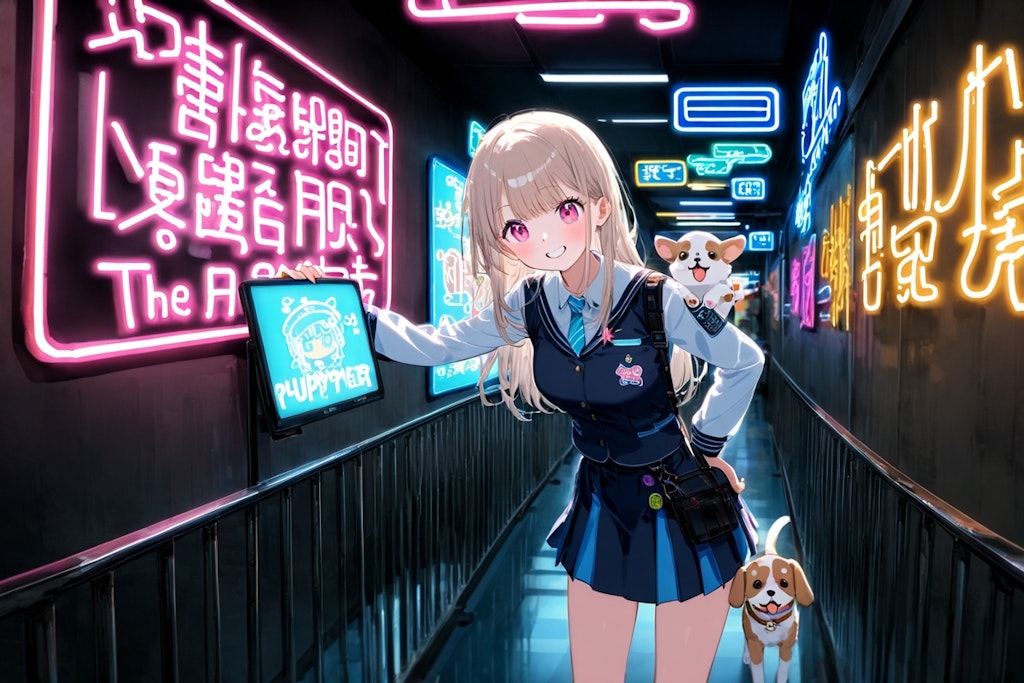 夜の文化際の少女