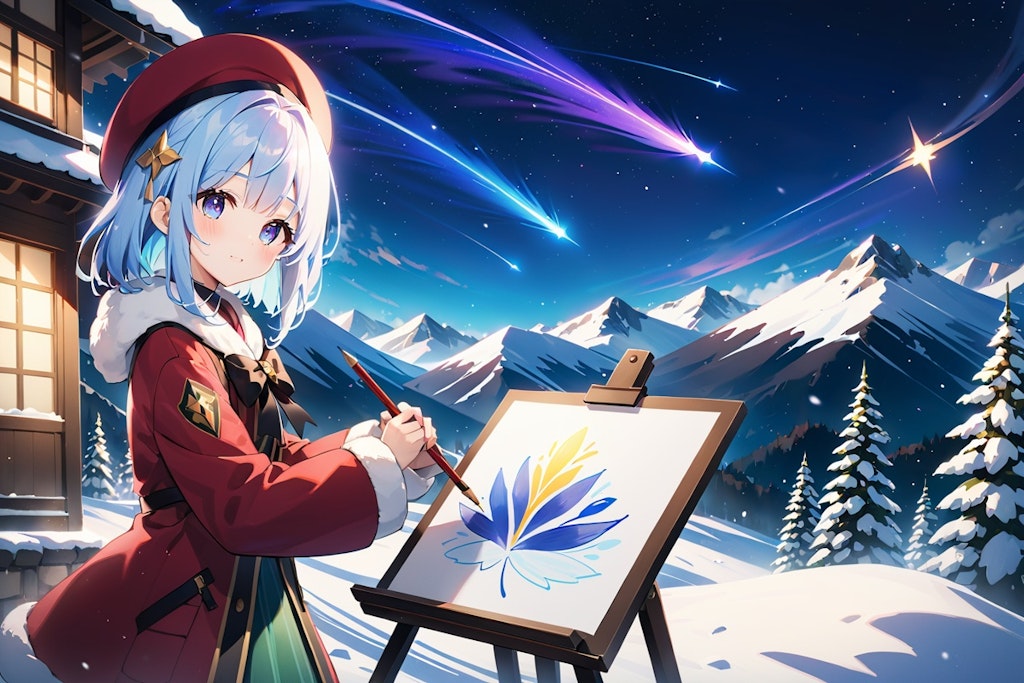 作者近影EX 姫に雪山でお絵描きして貰った♪