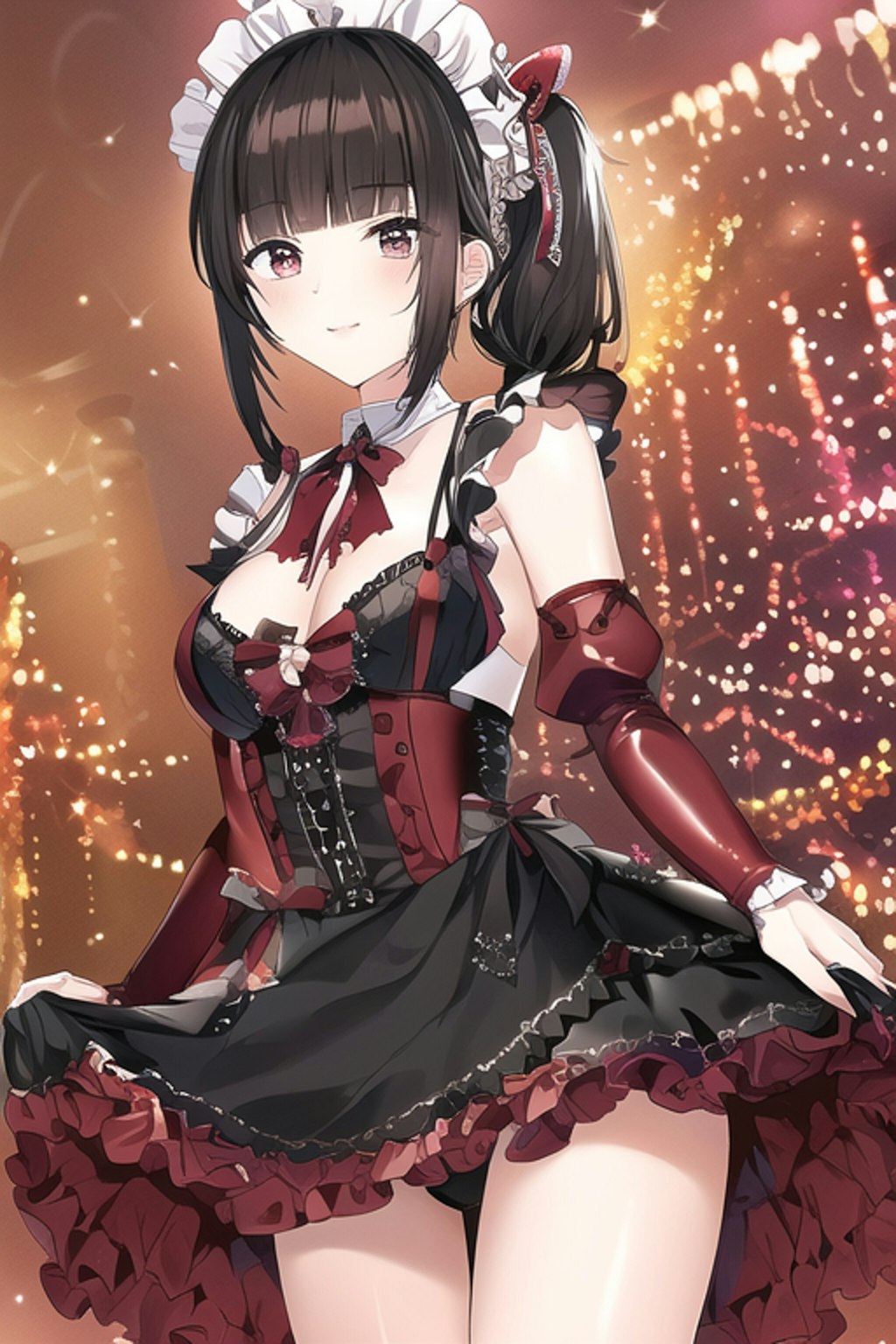 Dark Red Leather Maid